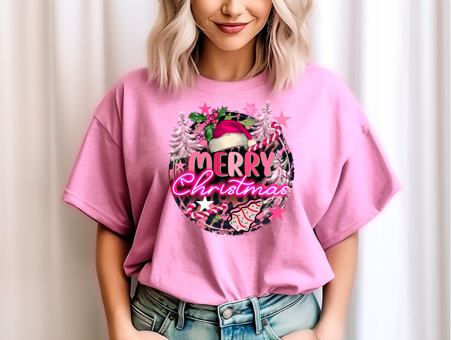 Neon Merry Christmas Short Sleeve Shirt