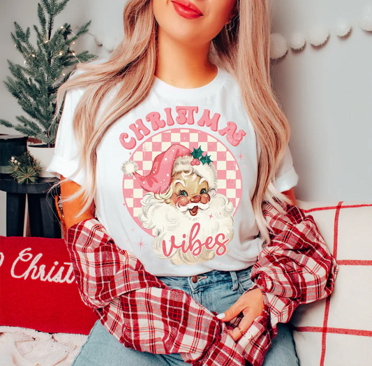 Checkered Christmas Vibes Short Sleeve Shirt