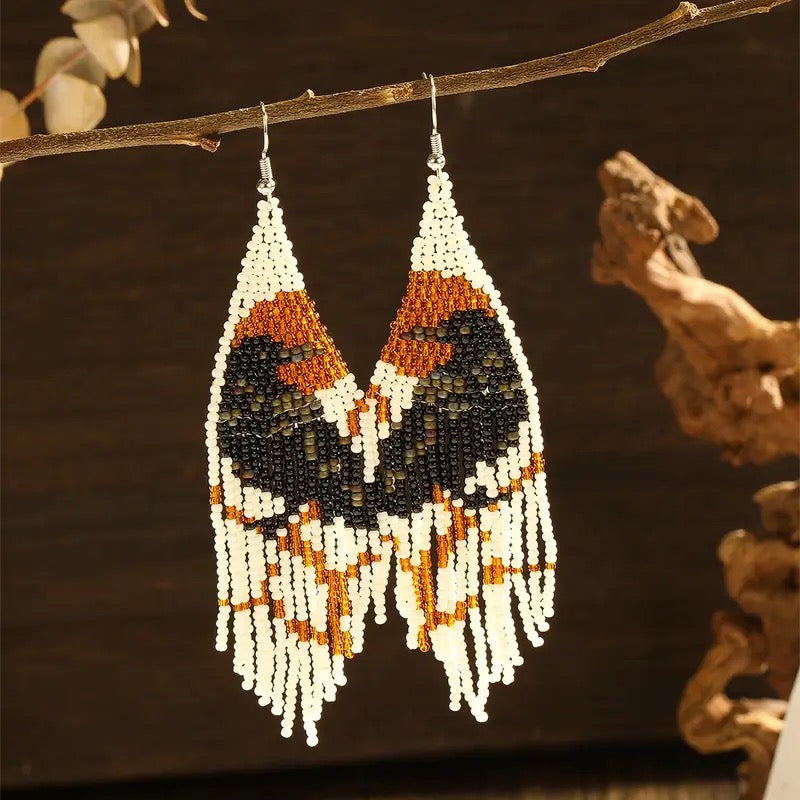 Bohemian Raven Beaded Earrings