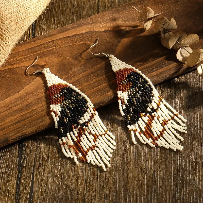 Bohemian Raven Beaded Earrings