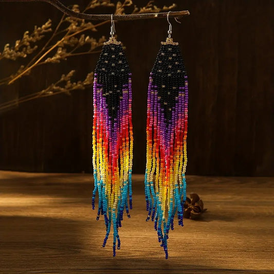 Bohemian Colorful Tassel Beaded Earrings