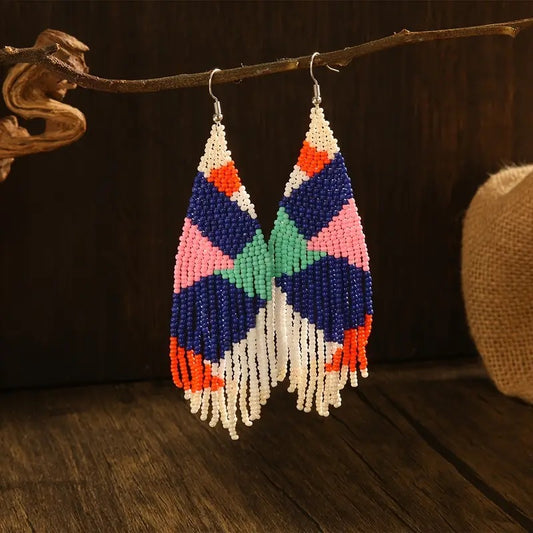 Colorful Tassel Beaded Earrings