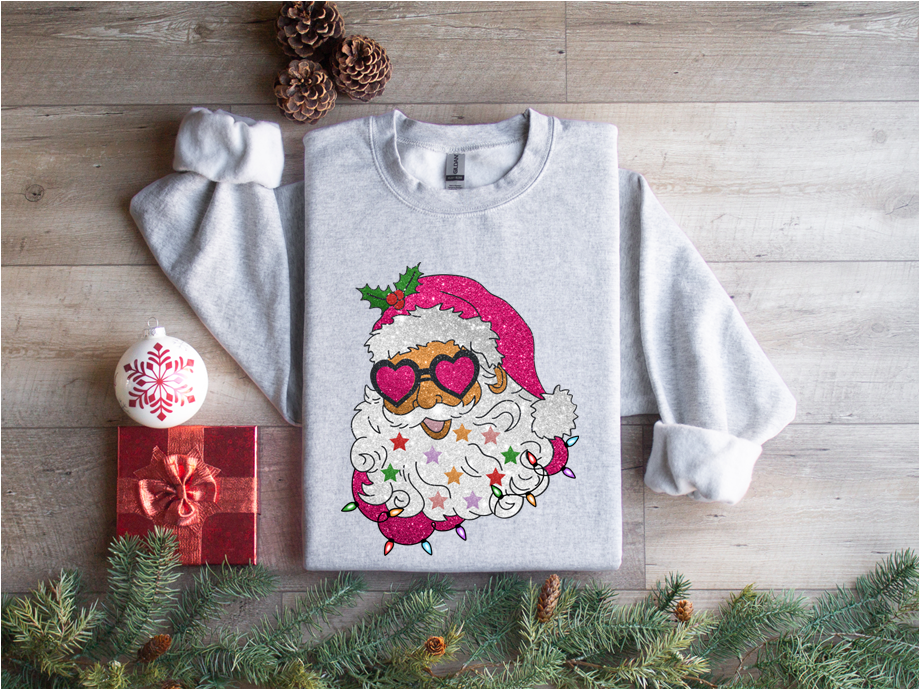 Santas Glitter Heart Glasses Crew