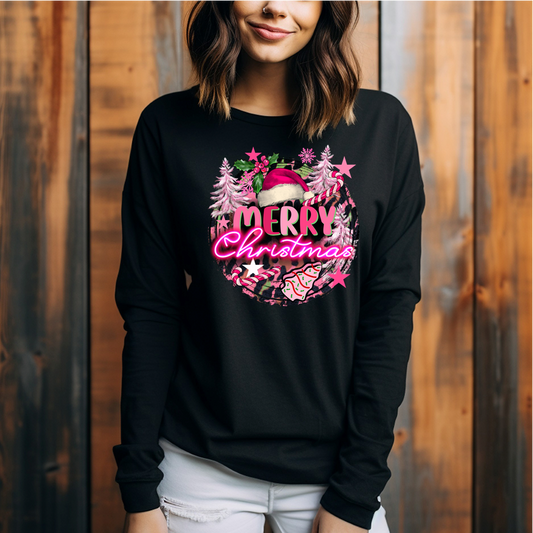 Neon Merry Christmas Long Sleeve Shirt