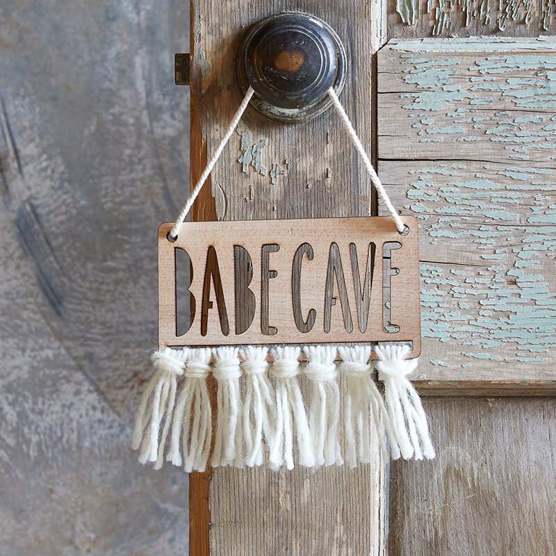 Babe Cave Wood Door Sign